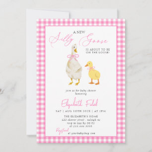 Invitation Un nouveau Baby shower de En vichy rose d'oie