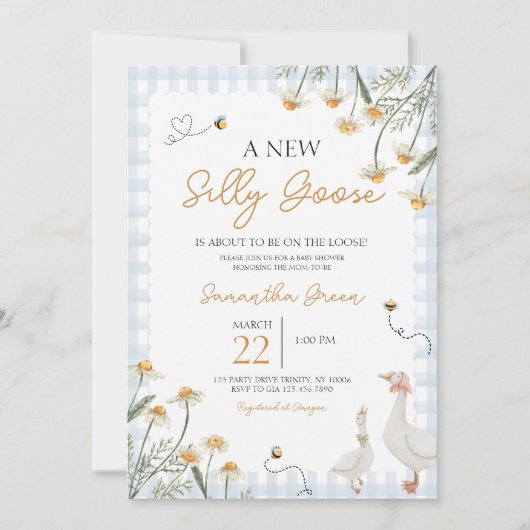 Invitation Un nouveau Baby shower d'oie stupide (Devant)