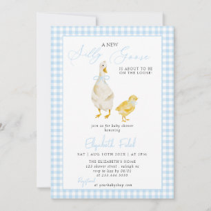 Invitation Un nouveau Baby shower En vichy bleu oie