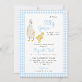 Invitation Un nouveau Baby shower En vichy bleu oie (Devant)