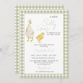 Invitation Un nouveau Baby shower En vichy vert d'oie (Devant / Derrière)
