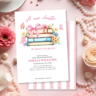 Invitation Un nouveau chapitre Baby shower fleurs roses vinta