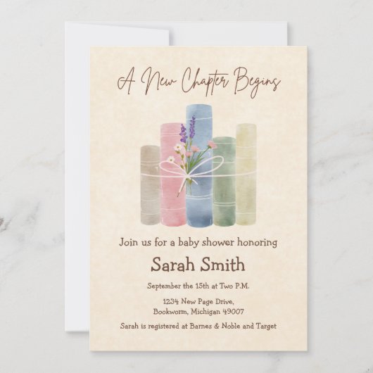 Invitation Un nouveau chapitre commence - Baby Shower (Devant)