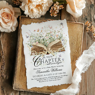Invitation Un nouveau chapitre commence Baby shower Fleur sau