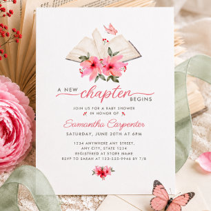 Invitation Un nouveau chapitre commence baby shower floral li