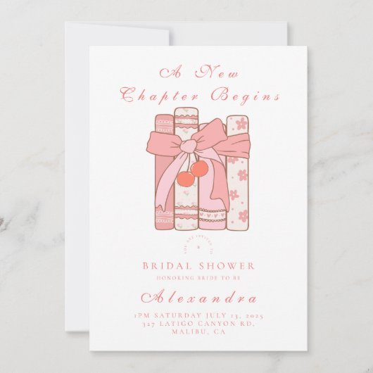 Invitation Un nouveau chapitre commence cerise arc rose nupti (Devant)