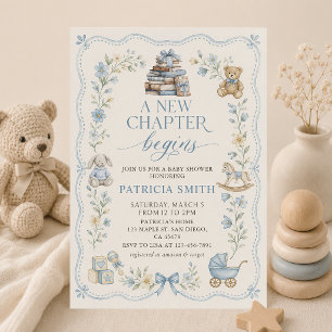 Invitation Un nouveau chapitre commence Fleur Livre Baby Show