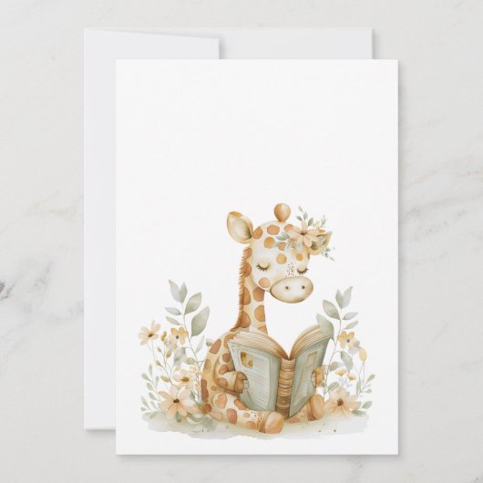 Invitation Un nouveau chapitre commence Giraffe Storybook Bab (Dos)