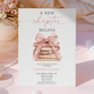 Invitation Un nouveau chapitre commence le Baby shower de liv