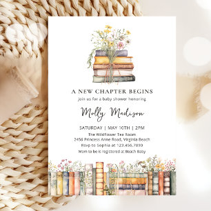 Invitation Un nouveau chapitre commence le Baby shower Fleur 