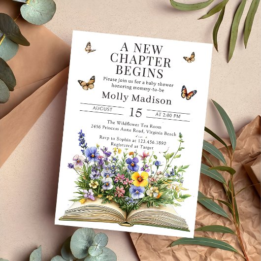 Invitation Un nouveau chapitre commence le Baby shower Storyb
