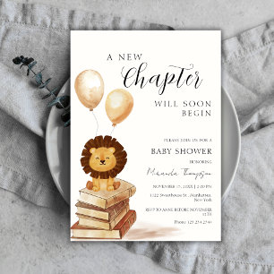 Invitation Un nouveau chapitre commence Lion Ballon Baby Show