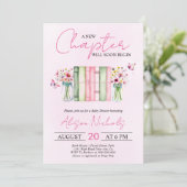 Invitation Un nouveau chapitre commence livre fille baby show (Debout devant)