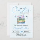 Invitation Un nouveau chapitre commence livre floral garçon b (Devant)