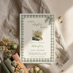 Invitation Un nouveau chapitre commence Livres Fête bébé flor