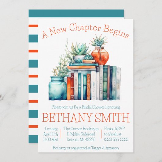 Invitation Un Nouveau Chapitre Commence, Réserver La Fête des (Devant / Derrière)