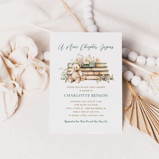 Invitation Un nouveau chapitre commence Shower bébé sur le th