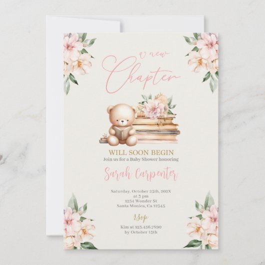 Invitation Un nouveau chapitre commence Teddy Bear Baby showe (Devant)
