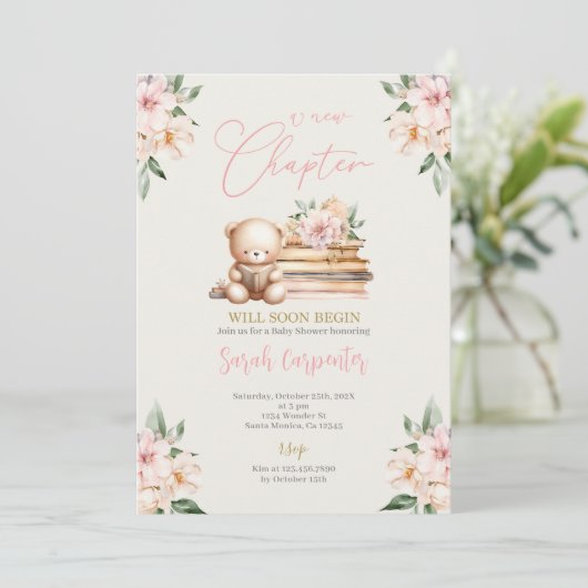 Invitation Un nouveau chapitre commence Teddy Bear Baby showe (Debout devant)