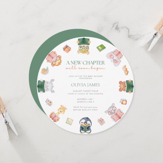 Invitation Un nouveau chapitre commencera bientôt à être baby (Devant/Arrière en situation)