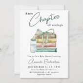 Invitation Un nouveau chapitre entrera bientôt en Baby shower (Devant)