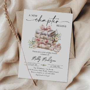 Invitation Un nouveau chapitre Floral rose Bow Baby shower li