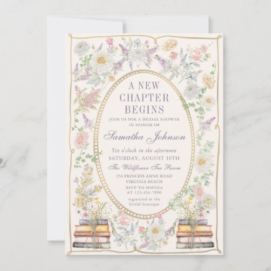 Invitation Un nouveau chapitre Floral Storybook Fête des mari (Devant)