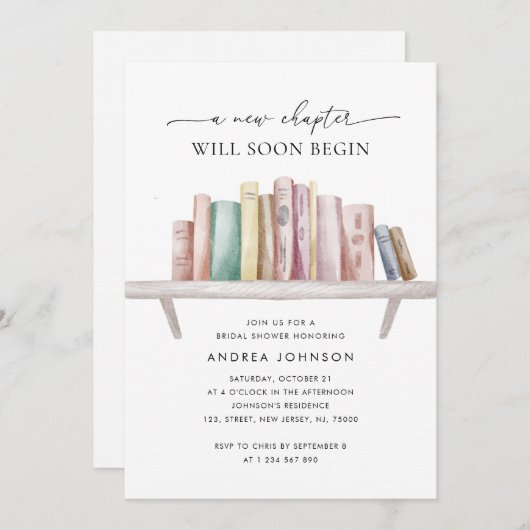 Invitation Un nouveau chapitre Thème de livre QR Code Fête de (Devant / Derrière)