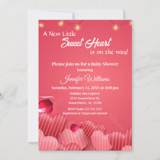 Invitation Un nouveau petit coeur doux Baby shower Valentine