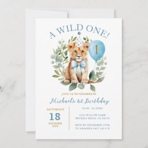 Invitation Un oiseau sauvage Lion Bow Anniversaire Floral Bow