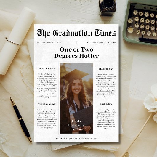 Invitation Un ou deux degrés Hotter Graduation Journal