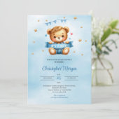 Invitation Un ours en peluche unique c'est un baby shower gar (Debout devant)