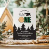 Invitation Un Ours Sauvage Buffle Vert Plaid Premier Annivers