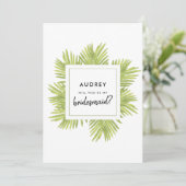 Invitation Un palmier tropicale, tu seras ma servante d'honne (Debout devant)