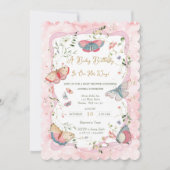 Invitation Un Papillon Bébé Est En Chemin De Baby shower (Devant)