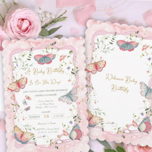 Invitation Un Papillon Bébé Est En Chemin De Baby shower