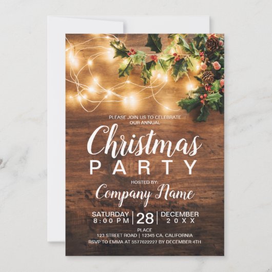 Invitation Un pays de Noël rustique entreprise maltletoe lumi (Devant)