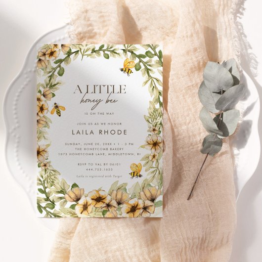 Invitation Un petit abeille - Baby shower de printemps
