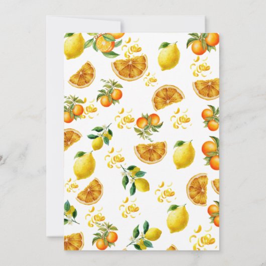 Invitation un petit amour à l'aquarelle orange agrume citron (Dos)