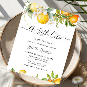 Invitation un petit amour aquarelle orange agrume citron