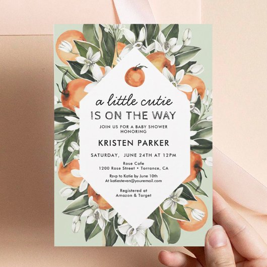 Invitation Un petit amour arrive Citrus Baby Shower