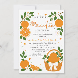 Invitation Un petit amour arrive Fête bébé orange