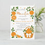 Invitation Un petit amour arrive Fête bébé orange (Debout devant)