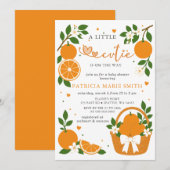 Invitation Un petit amour arrive Fête bébé orange (Devant / Derrière)