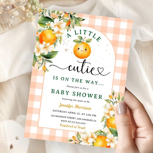 Invitation Un petit amour arrive ! Fête de bébé orange