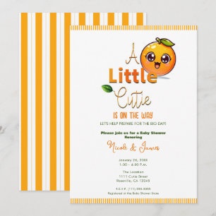 Invitation Un petit amour est en route Fête bébé orange
