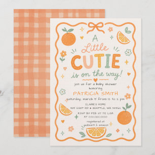 Invitation Un petit amour est en route Fête de bébé orange