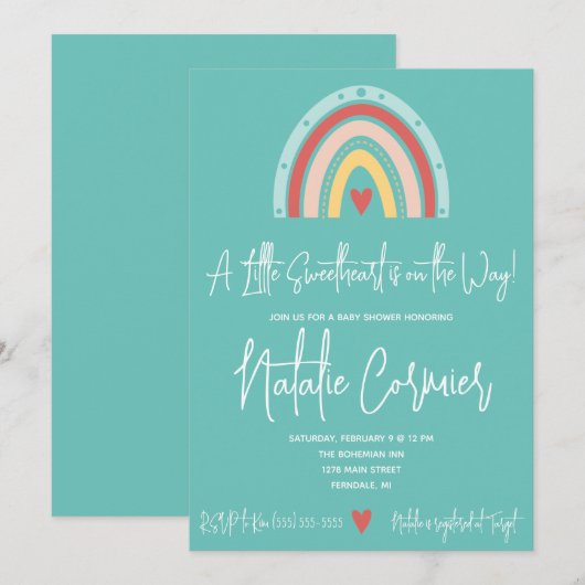 Invitation Un Petit Amoureux est en route ! Baby shower dans (Devant / Derrière)