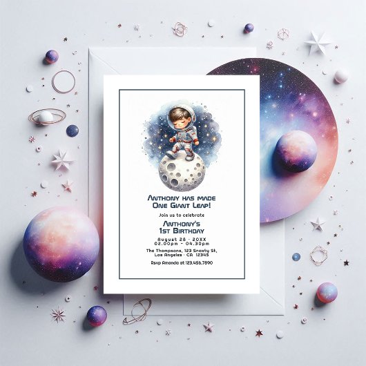 Invitation Un petit astronaute géant fête d'anniversaire