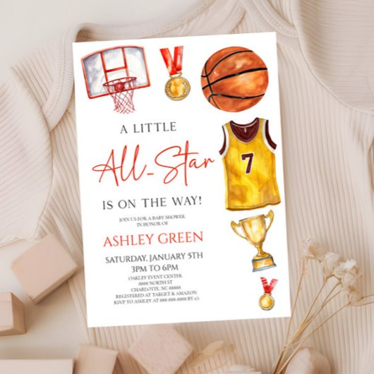 Invitation Un Petit Baby shower All-Star De Basketball